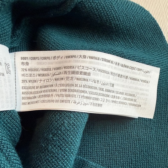 Abercrombie & Fitch Teal Ribbed Square Neck Knit Sweater Crop Front Zip Size S - Picture 9 of 12